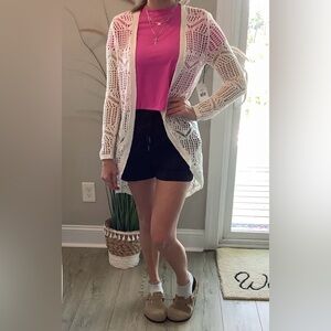 NWT White opened hole pattern, textured,, outwear, all seasons sweater